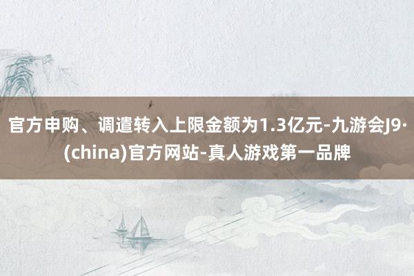 官方申购、调遣转入上限金额为1.3亿元-九游会J9·(china)官方网站-真人游戏第一品牌